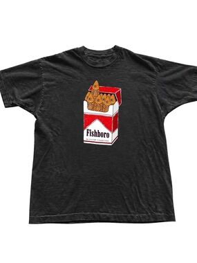 Black Tee with Red & Orange Fishboro Pack Graphic